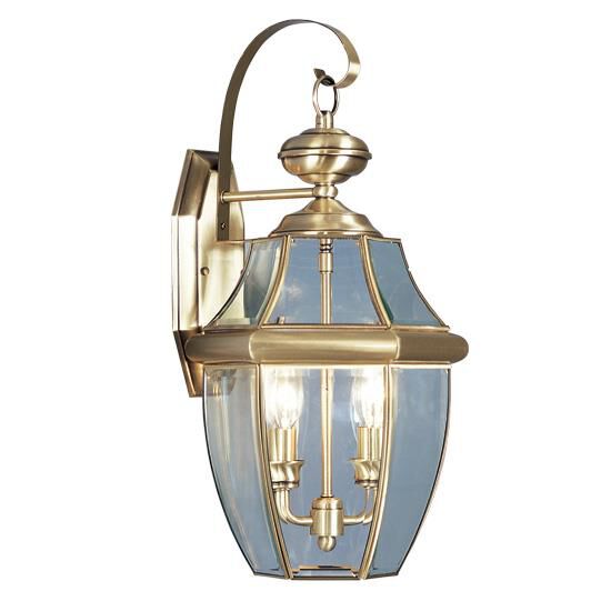 Shown in Antique Brass finish and Clear Beveled glass